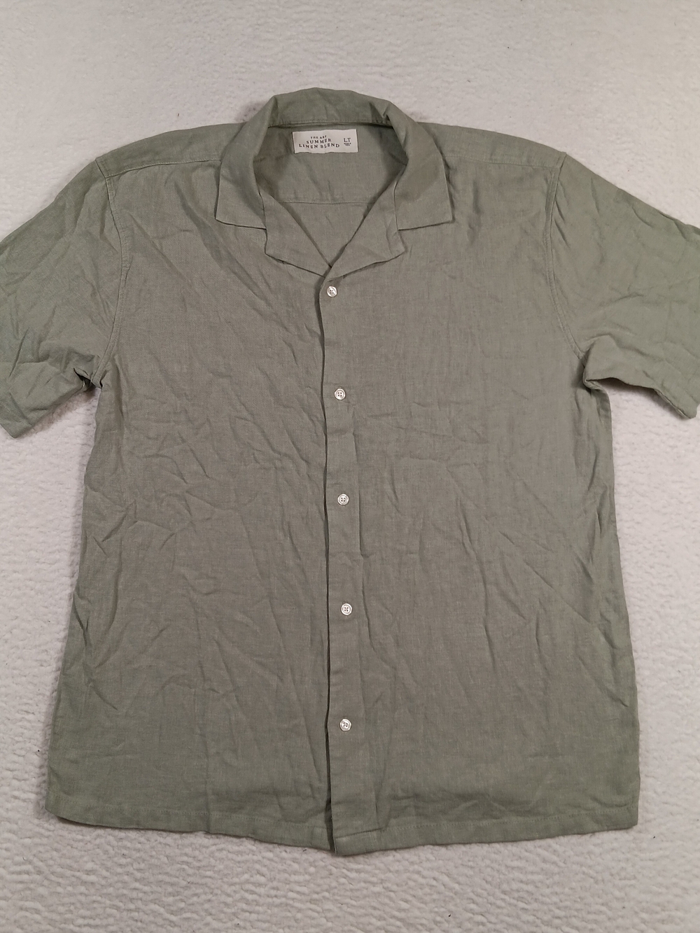 Abercrombie & Fitch Shirt Mens LT Large Tall Green Summer Linen Blend Camp